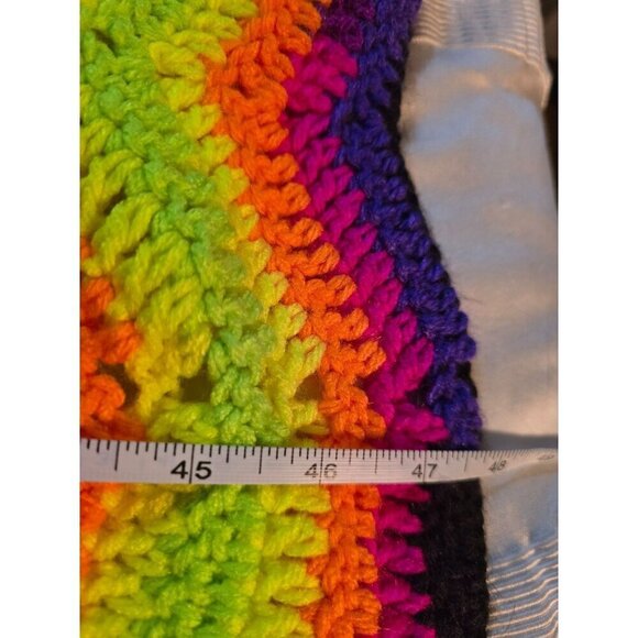 Vintage Psychedelic Zigzag Chevron Tight Knit Afghan Throw Blanket Crochet Color - Picture 7 of 11